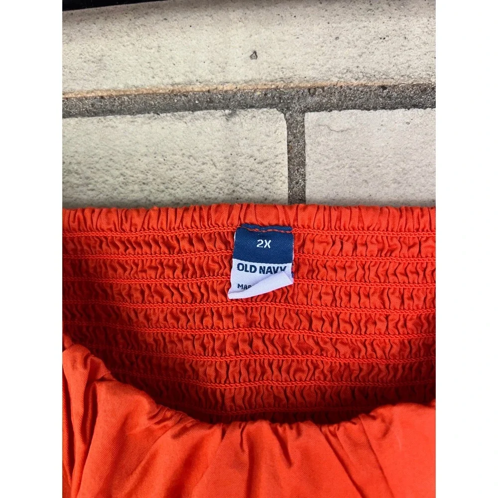 Old Navy Orange Puff Sleeve Smocked Back Cotton Top Size 2X
